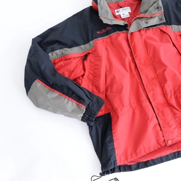 Columbia Vintage Fire Ridge Zip  Up Windbreaker Jacket ~Red and Black ~Xlarge - Picture 12 of 16